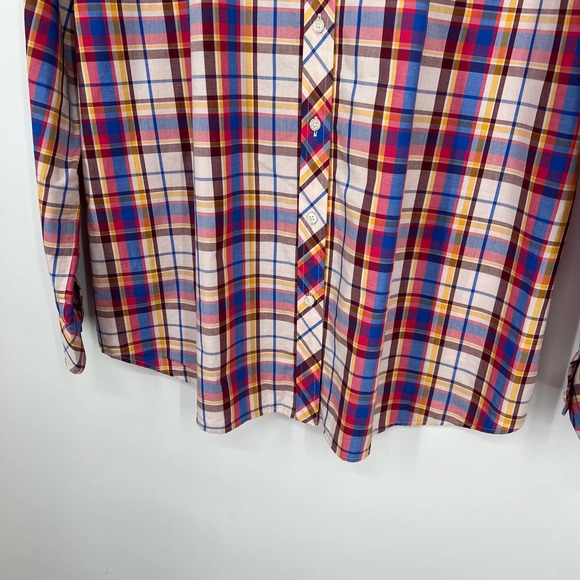 Talbots Womens Sz XL Vibrant Plaid Long Sleeve Blouse Shirt Top Business Formal - Picture 5 of 8